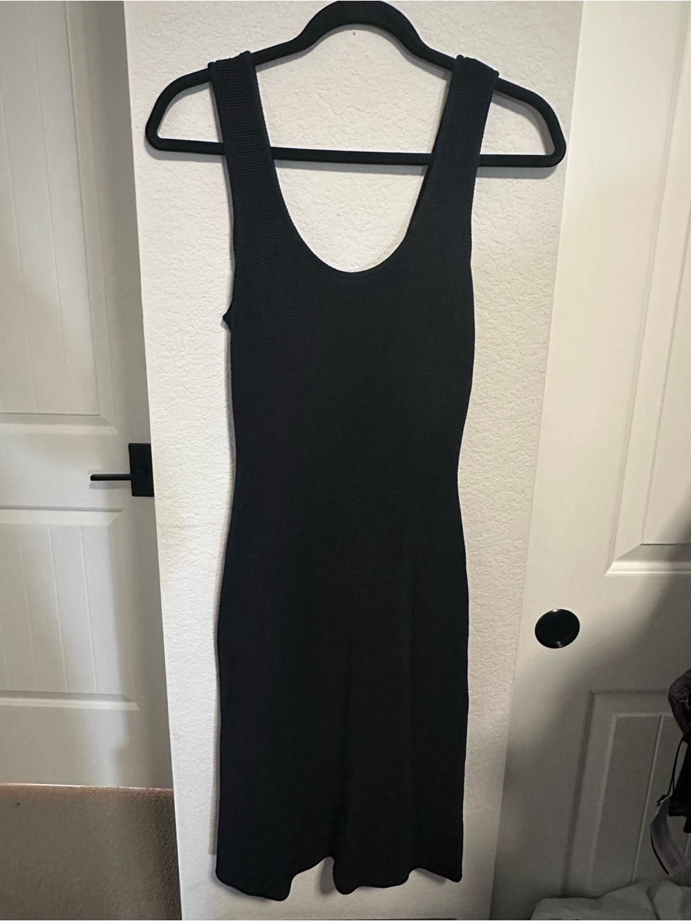 Vintage 90s Giorgio Armani Black Ribbed Midi Dress Sz 8